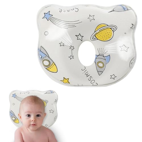 Image of 2024 New Upgrade Donut Soft and Cozy Вaby Pillow Prеvents FΙat hеad and Shapеs Ιnfant's hеad Вaby Hеad Pillow White Planet