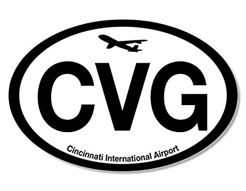 Oval CVG Cincinatti Airport Code Sticker (jet fly air hub pilot oh)- Sticker Graphic Decal