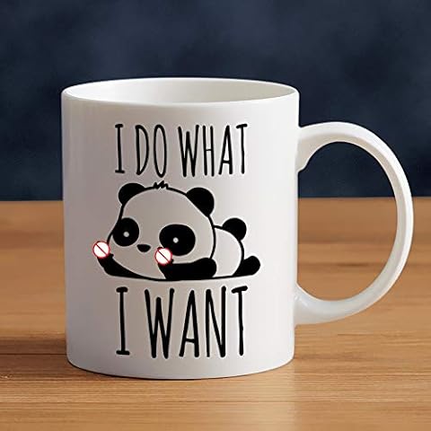 LOZACHE I Do What I Want Middle Finger Panda Ceramic Coffee Mug Elephant Cup 11oz, Funny Birthday Present Coffice Joke Christmas Novelty Gifts for Men Friends Boss Coworkers Boyfriend Husband Cover