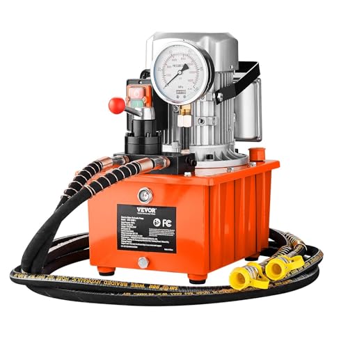 Electric Hydraulic Pump, 10000 PSI 750W 110V, 488 in?/8L Capacity, Double Acting Manual Valve, Electric Driven Hydraulic Pump Power Pack Unit with Lever Switch for Punching/Bending/Jack Machines