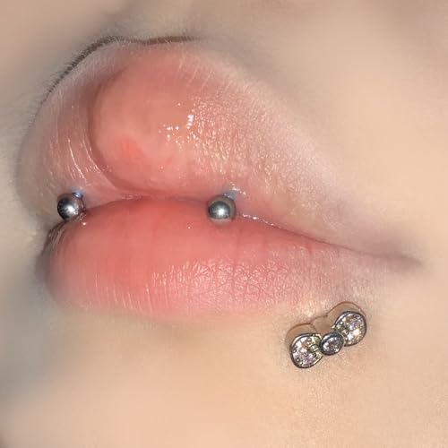 Niaspi 16G Rhinestone Bowknot Lip Rings for Women Stainless Steel Labret Jewelry Monroe Lip Studs Cartilage Flat Back Earrings Internal Thread Medusa Piercing Jewelry 8/10/12mm (10mm) by Niaspi - Image 3