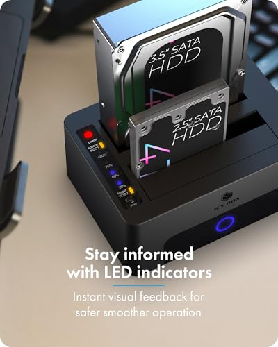 ICY BOX Hard Drive Docking Station Dual Bay USB 3.0 to SATA with Duplicator/Offline Clone Function External Hard Drive Dock for 2.5\'\'/3.5\'\' HDD SSD Max Up to 60TB (30TB*2) Support UASP Plug&Play