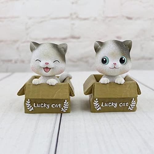AOLIAY Lucky Cat Car Dashboard Ornament Bobble Head Collection Cute Cat Doll Bobble Head Cat Nodding Doll Car Windowsill Decoration Office Desk Dashboard Interior Decoration,1 Pcs