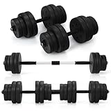 GYMAX Manubri Palestra Regolabili, Set Pesi Palestra 30 KG, Manubri, Bilancieri Regolabili Palestra Casa con Barra Bilanciere e 16 Dischi, per Fitness Casa e in Palestra