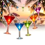 Romasaty Cocktail Glass String Lights, 8.5Ft Tropical Beach Themed Wine Glass String Lights with 10 LED Cup Lights, Plug in Summer Patio Fairy Lights for Camp Tent Holiday Party Garden Bedroom