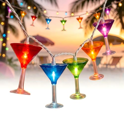 Romasaty Cocktail Glass String Lights, 8.5Ft Tropical Beach Themed Wine