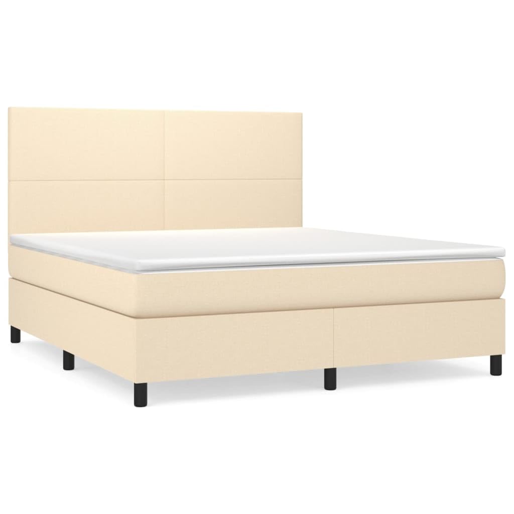 Stoff Taschenfederkernmatratze höhenverstellbares Kopfteil Creme 160x200 cm