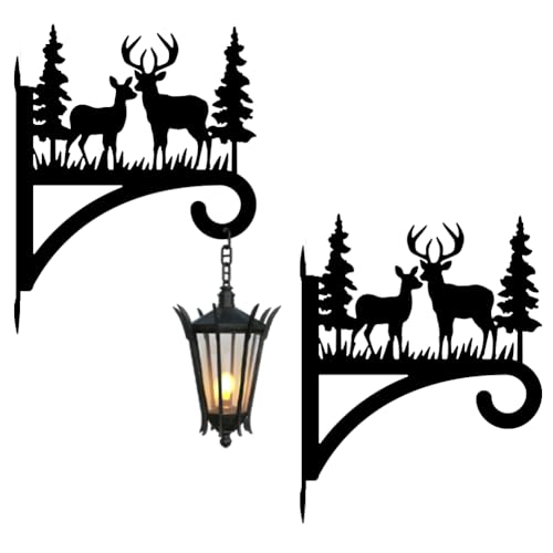 peacoblue 2 Set Deer with Tree Plant Hanger Bracket, Outdoor Plant Hook