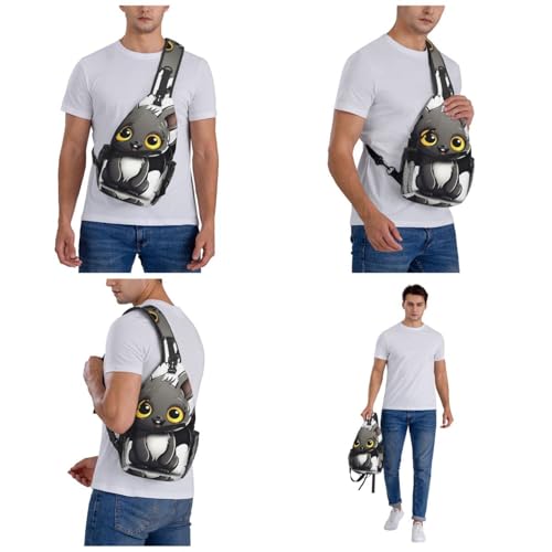 Bolso bandolera cruzado negro para hombre y mujer miniatura 7