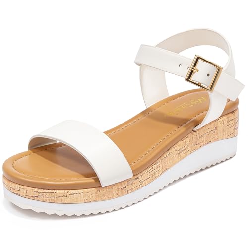 Motasha Girls White Sandals Size 4, Wedge, Espadrille