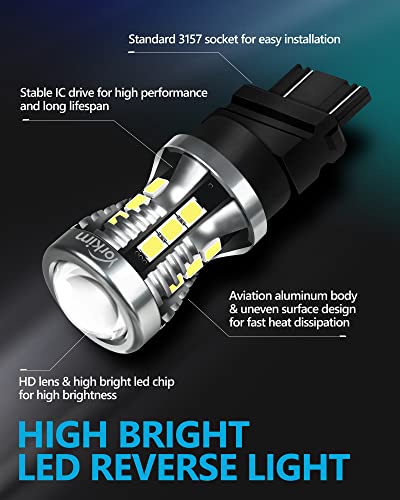 Yorkim 3157 Led Bulb 2880 Lumens 3156 Led Reverse Lights 3057 Led Tail Light Brake Light 4114 Led Day Running Light 3057 3056 3457 Led Replacement Bulb For Turn Signal Reverse Lights, 6000K White #TOP2