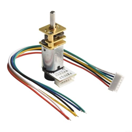 HavenDomicile GA12-N20 DC 6V Motor de engranajes de metal con cable de prueba de codificador, motor de reducción de engranajes rectos de bajo ruido para robótica DIY modelos RC (150RPM)