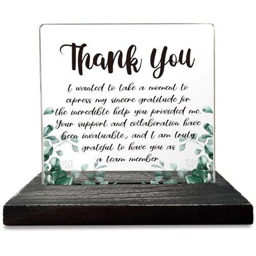 Thank You Gifts for Coworkers, Employees, Friends, Appreciation Gifts for Co Workers, Thank You Team Gifts, Thank You Plaque Desk Decorative Signs GXX28