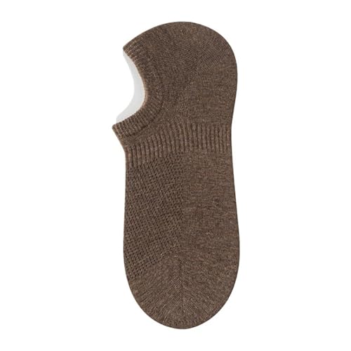 Image of Yizelli 3 Pairs Anti-slip No Show Socks for Men & Boys Cotton Breathable Boat Socks for Spring Summer (Dark Brown)