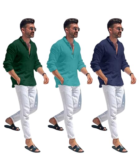 Image of Combo of Men Solid Cotton Blend Straight Kurta Shirt Pack of 2