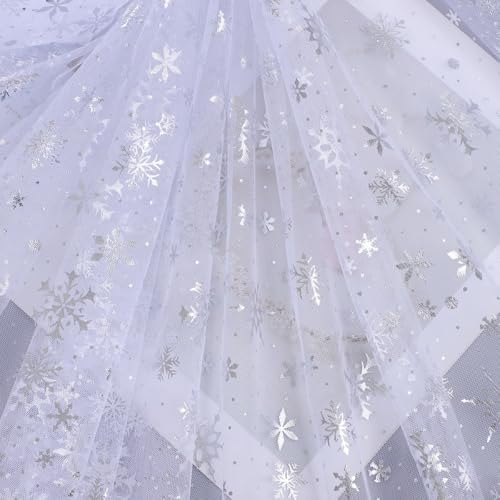 Tissu en tulle flocon de neige 150cm maille douce transparente pour jupe couture