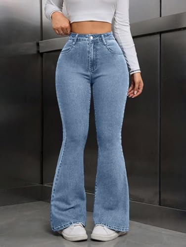Image of Tagas High Waist Bootcut Fit Denim Jeans for Women | Stretchable Slim Fit Flared Jeans|Relaxed Fit Pant|Jeans for Womens|