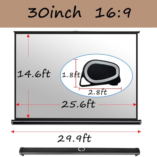 Pantalla de proyección portátil plegable 30in 16:9 con soporte miniatura 7