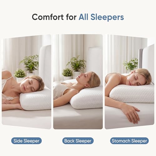 Image of Sweetcrispy Back and Side Sleeper Support, White Gel Cooling Memory Foam Pillows for Sleeping, Bed Pillows for Adults with Breathable Mesh and Washable Cover - 1 Pack