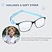 BiBiBear Kids Glasses - Non Prescription Fashion Eyewear with Unbreakable TR90 Frame, Comfort Fit for Ages 11-15 (Blue & Black)