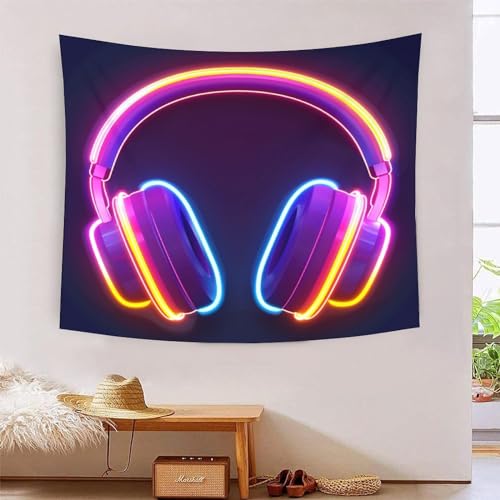 Tapiz decorativo de auriculares NMOTARVIN de 150x200cm como divisor de espacios