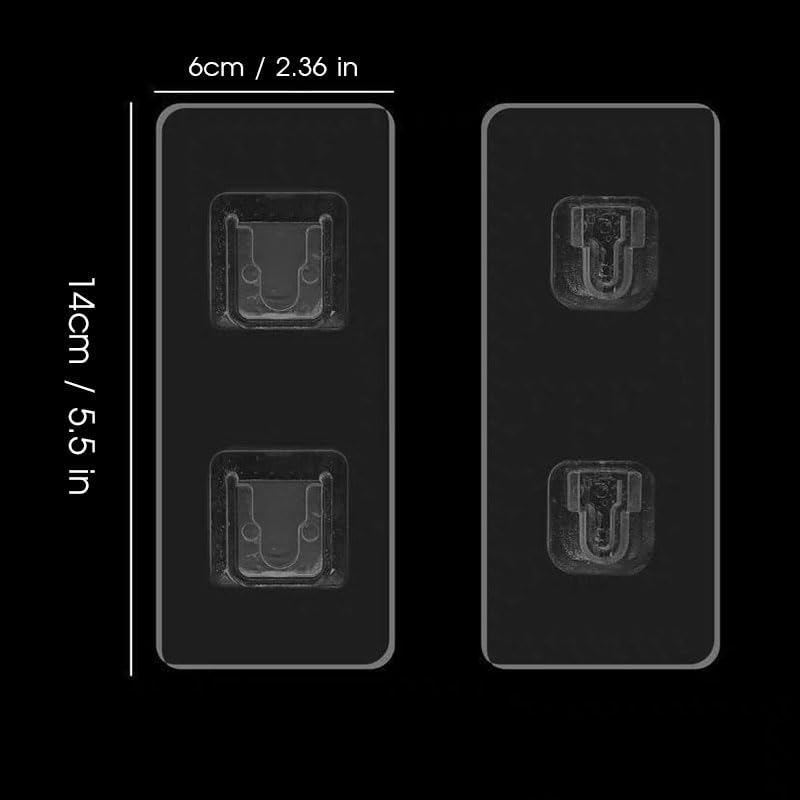 Image of 2 Pack Clear Double-Sided Adhesive Wall Hooks - Mounted Door Hanger Kit - No Drill Sticker Hangers with Suction Cup for Bathroom, Kitchen(Plus+)