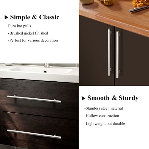 Image of Probrico 10 Pack 10 Inch Hole Centers Brushed Nickel Cabinet Pulls Stainless Steel T Bar Kitchen Cabinet Handles Drawer Dresser Pulls Kitchen Cabinet Hardware