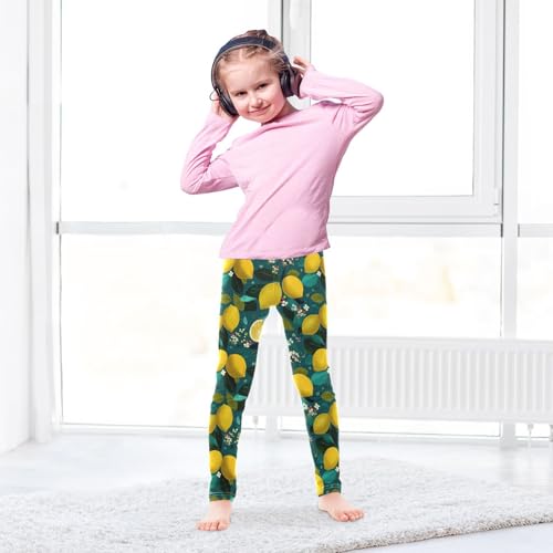 Girls Leggings Lemons Flower Leaves Soft Toddler Leggings for Girls Kids Pants Size 4T-10T4