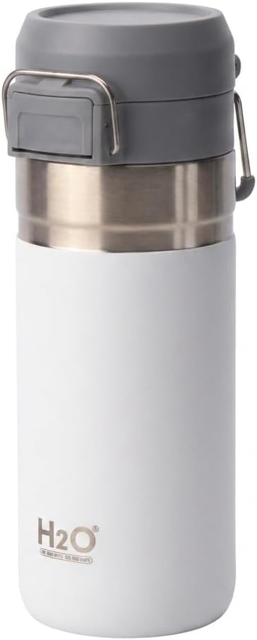 Deconox 500 ML (0,5 Litre) Kapasiteli Paslanmaz Çelik Termos Kupa - Entegre Ağızlıklı, Taşıma Kulplu Seyahat Matarası (BEYAZ)