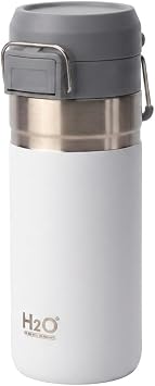 Deconox 500 ML (0,5 Litre) Kapasiteli Paslanmaz Çelik Termos Kupa - Entegre Ağızlıklı, Taşıma Kulplu Seyahat Matarası (BEYAZ)