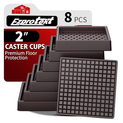 Image of Ezprotekt Non Slip Furniture Pads, 8 Pcs 2 inch Anti Skid Rubber Furniture Caster Cups, Anti-Slip Furniture Coasters for Hardwood Floors, Anti Slide Floor Protectors for Bed Couch Stoppers (Brown)
