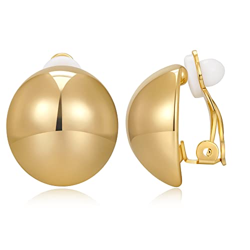 Gold Round Dome Clip On Earrings For Women Geometry Drop Clip Earrings For Women Girls #TOP14