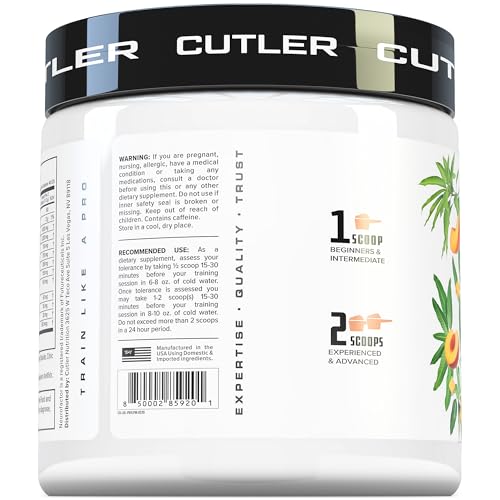 Image of Prevail Pre Workout Powder with Nootropics: Pre Workout for Men and Women, Cutting Edge Energy and Focus Supplement with L Citrulline, Alpha GPC, L Tyrosine, Neurofactor | Peach Mango, 40 Servings