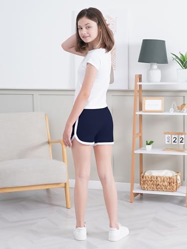 Image of Aikuco 4 Packs Girls Athletic Shorts Toddler Soccer Running Active Dolphin Dry-Fit Kids Gym Workout Performance Shorts