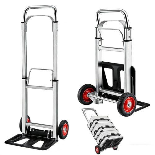 Carretilla plegable de mano de aluminio con ruedas de goma miniatura 1