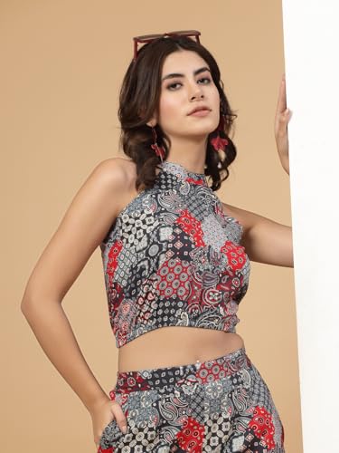 Image of Rigo Rayon Printed Top and Shorts Co-ord Set for Women | Sleeveless Co-ords Set for Women | Stylish Dresses for Women | Night Wear, Beach Wear, Vacation Wear Outfit