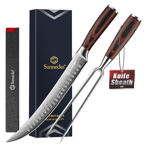 Sunnecko Butcher Knife,Razor Sharp Breaking Knife for Meat Cutting,High Carbon