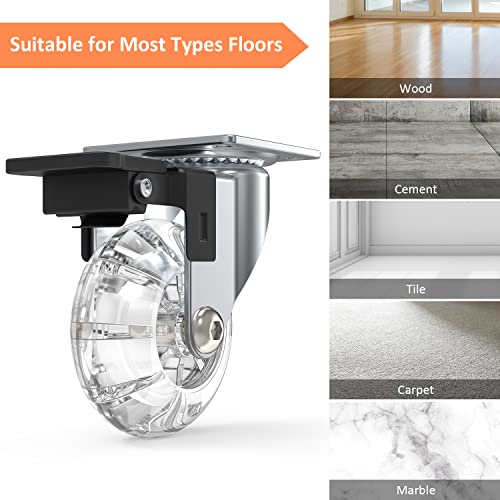 4er Set Transportrollen, Joyvita 50mm Rollen für Möbel mit Bremse, Schwerlastrollen Klein mit 360 Grad Drehbar für Möbel, Lenkrollen Tragkraft 160KG für Palettenmöbel, Couchtische, Krippen