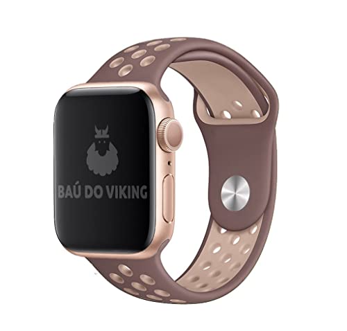 Pulseira Silicone Furos, compatível com Apple Watch (Mauve Bege, 38/40/41 Pequeno)