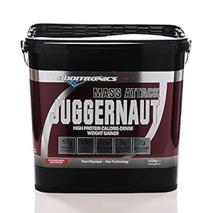 Boditronics Mass Attack Juggernaut Powder for Weight Gainer Powder, All in One Muscle Mass Gainer, High Protein Powder for Men & Women, 5g Creatine, BCAA, Glutamine & Beta Alanine (Strawberries&Cream)