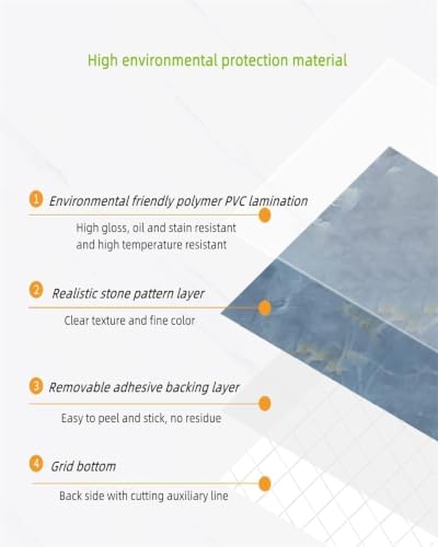 Image of New self-Adhesive Wallpaper and Wall Stickers Oil Proof Water Proof Heat Resistant for Kitchen Backsplash /Hotel /Wallpaper for Living Room /Bedroom & Cafe Walls (Blue)
