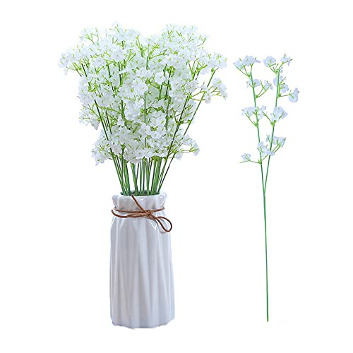 luou 20 Ramas de Flores Artificiales Gypsophila,Flores Artificiales Falsos,Gypsophila Blanco Flores Artificiales,para Decoración de la Boda, Manualidades,Fiesta Jarron hogar decoración (LO00014) Cover