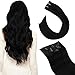 Ugeat 100Gram Remy Hair Extensions Clip in Human Hair 20 Inch Human Hair Extensions Invisible Clip in Jet Black #1 Lace Clip in Extensions Real Human Hair 7PCS Per Pack
