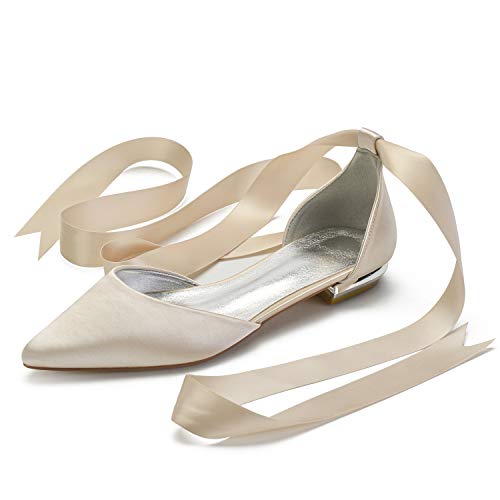ADMLZQQ Flats Shoes Women Satin Wedding Pointed Toe Dress Flat Shoes Comfortable Flats for Women Dressy