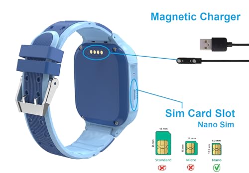 Image of Smart Watch for Kids with GPS Tracking, 2-Way Video & Voice Calling, Geofencing, and 4G SIM Compatible, SOS,Alarm, Games, HD Touch Screen Phone Watch Best Gift for Kids (Blue)