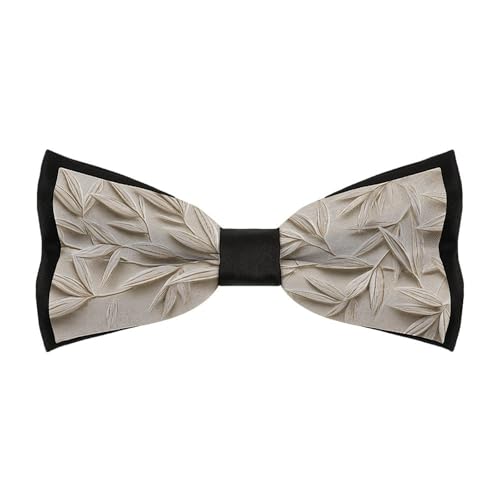 Ahdyr Pajarita beige claro con textura de hojas abstractas para hombre, para boda o fiesta