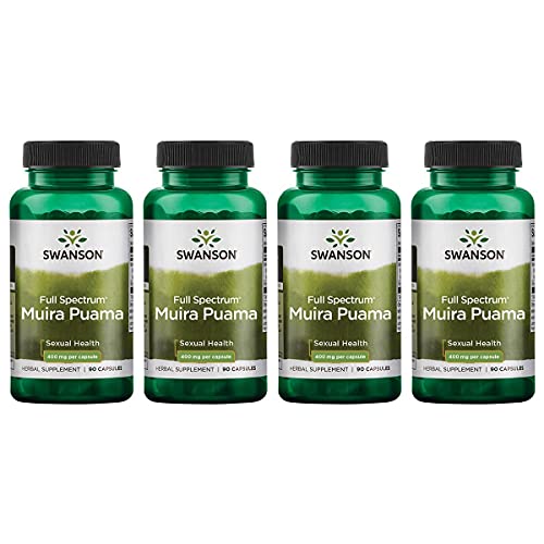 Swanson Muira Puama Root Sexual Health Virility Libido Boost Support Men's Women's Supplement 400 mg 90 Capsules (4 Pack)