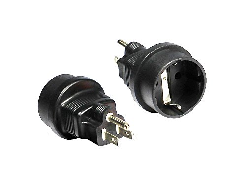 Alcasa 1550-AU3 Tipo C (Europlug) NEMA 5-15 Negro Adaptador de Enchufe eléctrico - Adaptador para Enchufe