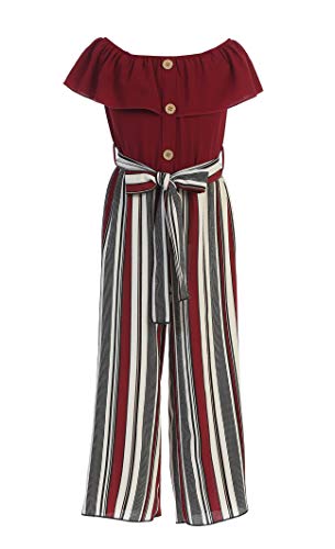 Image of iGirlDress Girls Wide Leg Off Shoulder Elegant High Waist Rompers Palazzo Pants Trousers Jumpsuits USA 4-14