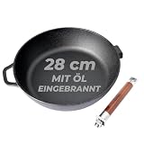 BIOL Gusseisenpfanne 28 cm – tiefe Bratpfanne für Induktion